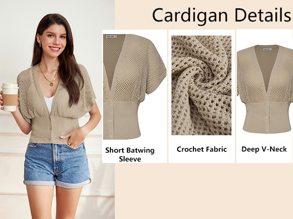 mesh cardigan sweater for women short sleeve