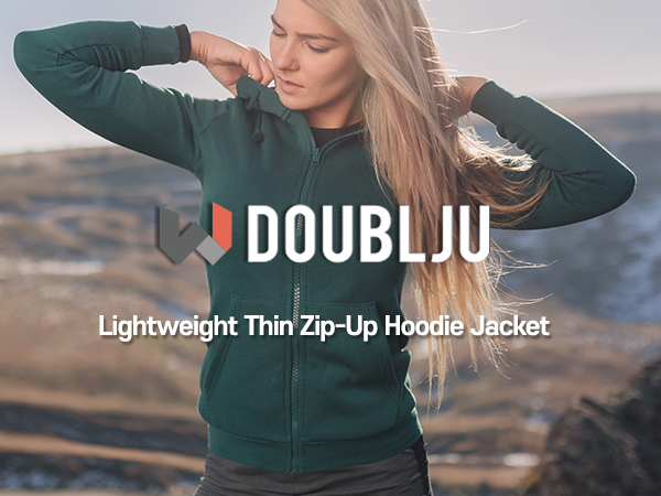 Doublju Lightweight Thin Zip-Up Hoodie Jacket for Women