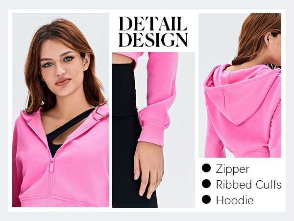 Aurgelmir Women''s Cropped Zip Up Hoodie Sweatshirts