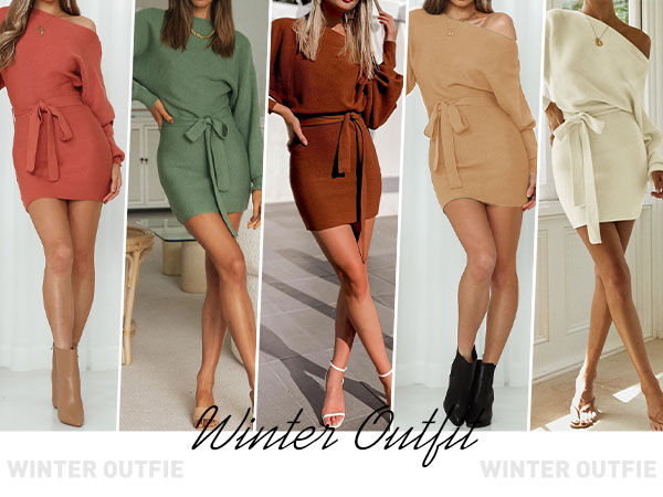 Tie Waist Knit Sweater Dress