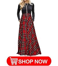 Plaid Long Sleeve Maxi Dress