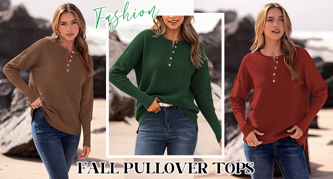 fall Pull over womens sweaters Relaxed fit sweater winter sweater Side slit knit pullover sweater