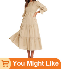 Women Casual Long Sleeve Dress Fall Dresses Smocked Tiered Flowy Boho Long Dresses For Fall gifts