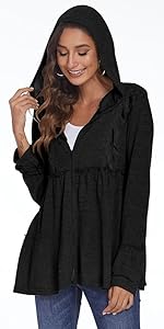 new black Pleated Tiered Cardigan