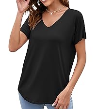   Herou Summer Women Casual Short Sleeve Tops T-Shirts Tees with Side Split