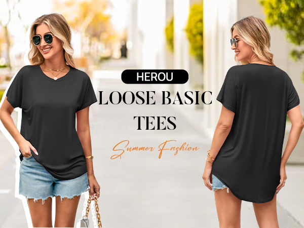 High low hem T-Shirt.Basic and stylish outfit.