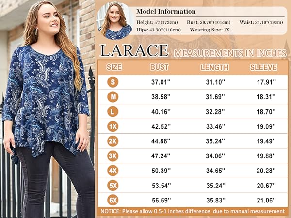 SIZE CHART 3/4 sleeve oversized ladies v neck irregular fall spring clothing