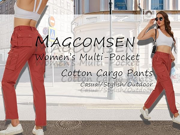 women''s multi-pocket cotton cargo pants