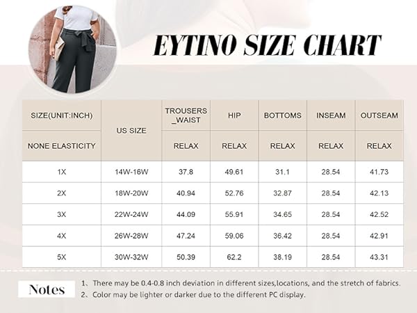 Eytino womens plus size casual loose wide leg pants with belt