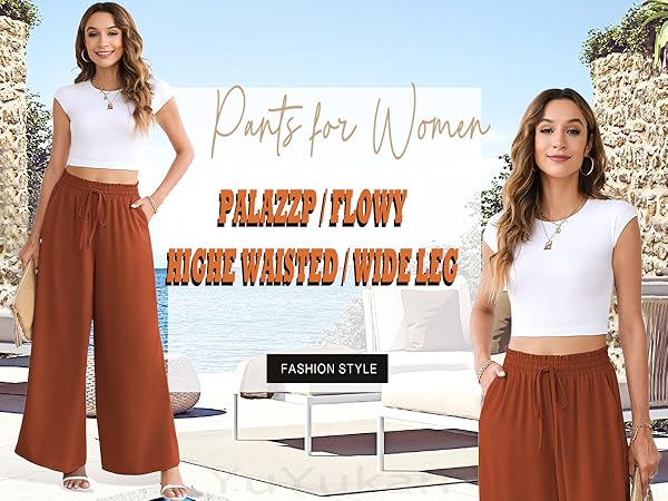 trousers for women high waisted,drawstring pants for women,straight palazzo lounge pants office