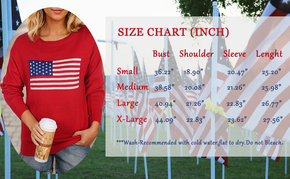 Allifewithu 2024 Trendy American flag Sweaters for Women Long Sleeve Crew Neck Pullover Sweater