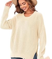 Loose sweaters for women scoop neck pullover jumper