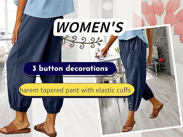 Summer Cotton Linen Capri Pants 