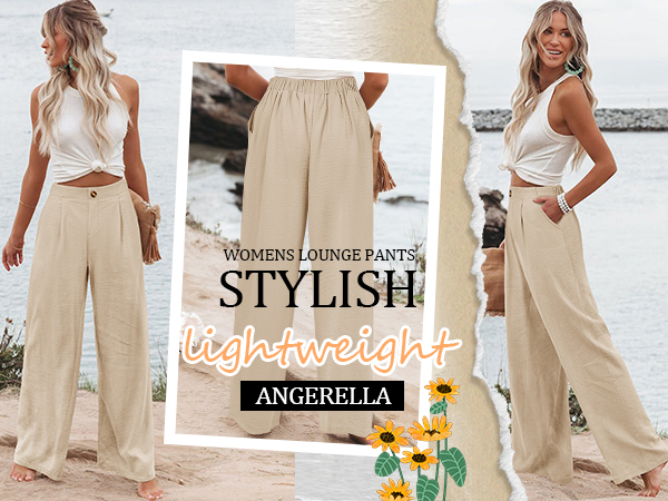 Angerella Womens Comfy Wide Leg Palazzo Pants for Women Ladies