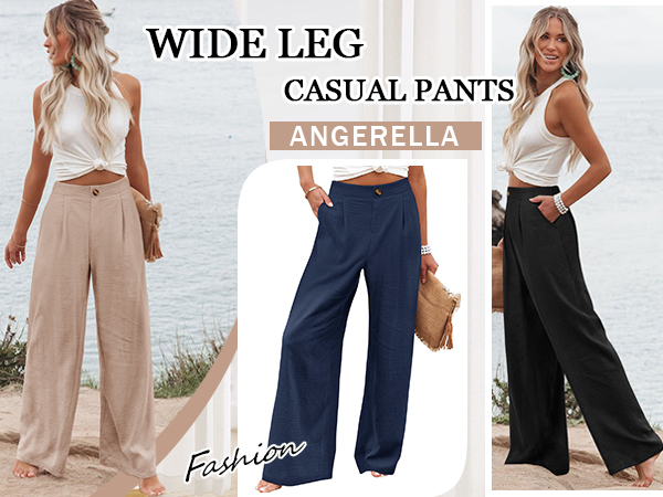 Angerella Wide Leg Pants for Women,Black Pants for Women,Womens Work Pants