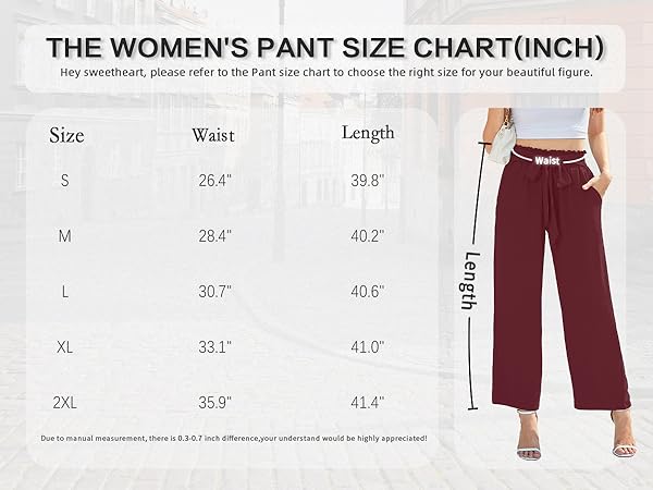 YSYOKOW Women Wide Leg Casual Pants High Waisted Adjustable Tie Knot Loose Trouser with Pockets