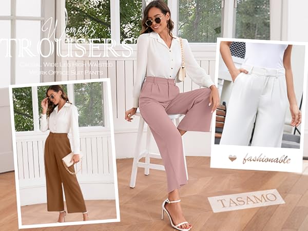 white wide leg pants for women