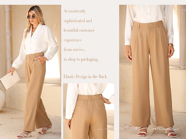 stretchy khaki suit pants women