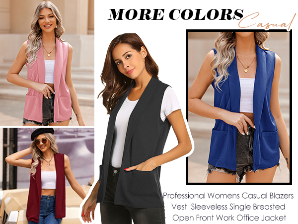 women causal blazer vest