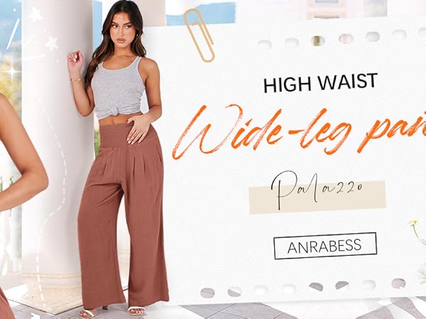 ANRABESS Linen Pants for Women