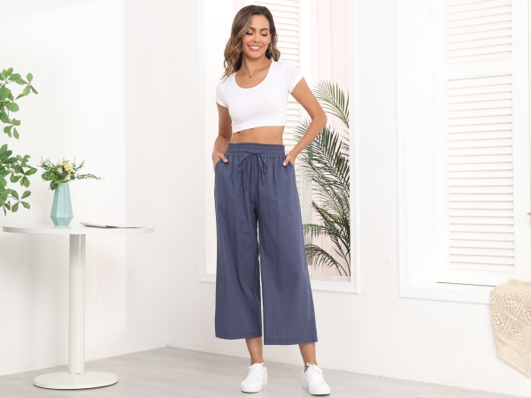 wide leg linen pants for women