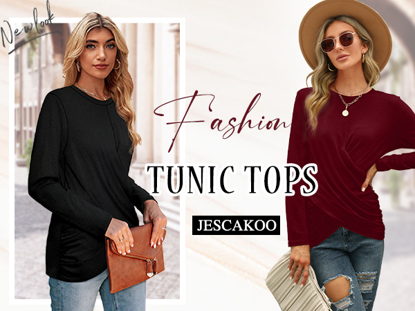 Womens Shirts Long Sleeve Casual Fall Twist Front Tops for Women