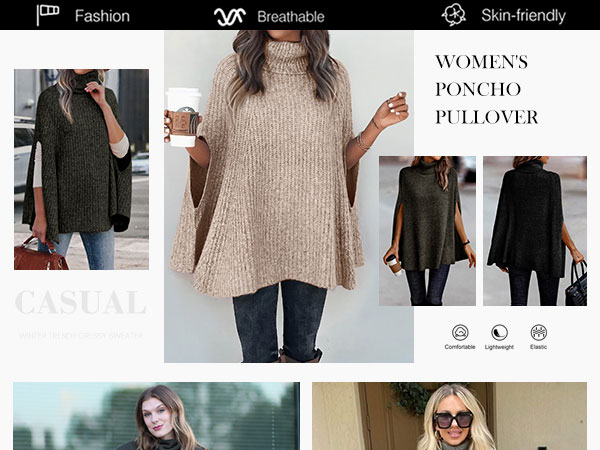 fall sweaters turtleneck sweater poncho sweater women fall fashion cape sweater Christmas sweaters