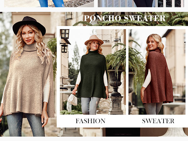 fall sweaters turtleneck sweater poncho sweater women fall fashion cape sweater Christmas sweaters