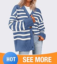 Women''s Long Sleeve Striped Open Front Cardigan Sweaters Button Down Knit Lady 2024 Fall sewaters