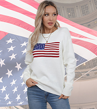 Long Sleeve American Flag Sweater 