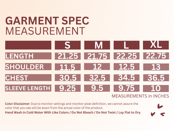 MK3664 CREWNECK PULLOVER SIZE CHART