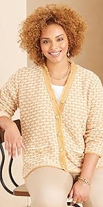 Liz & Me Tweed Button Cardigan