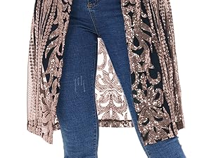 Knee Length Shiny Lace Kimono