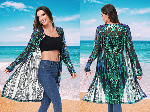 Women''s Sparkle Sequin Summer Beach Cover Up