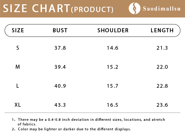 Loose Sweater Vests Size Chart