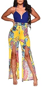 Halter Floral Print Jumpsuits