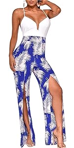 Halter Floral Print Jumpsuits