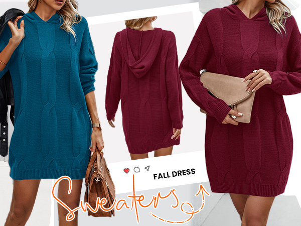 fall sweaters sweater dress hoodie dress cable knit sweater dress winter dress for women oversized