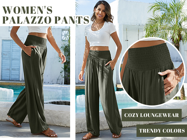 Wide Leg Linen Palazzo Pants