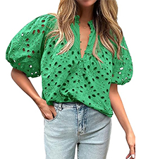 Going Out Tops Dressy Lace Tops Hollow Out Shirts Summer Tops Casual Babydoll Tops Eyelet Tops