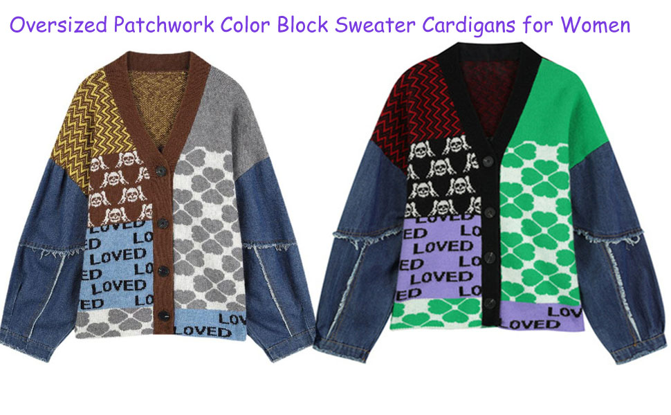 color block sweater cardigan