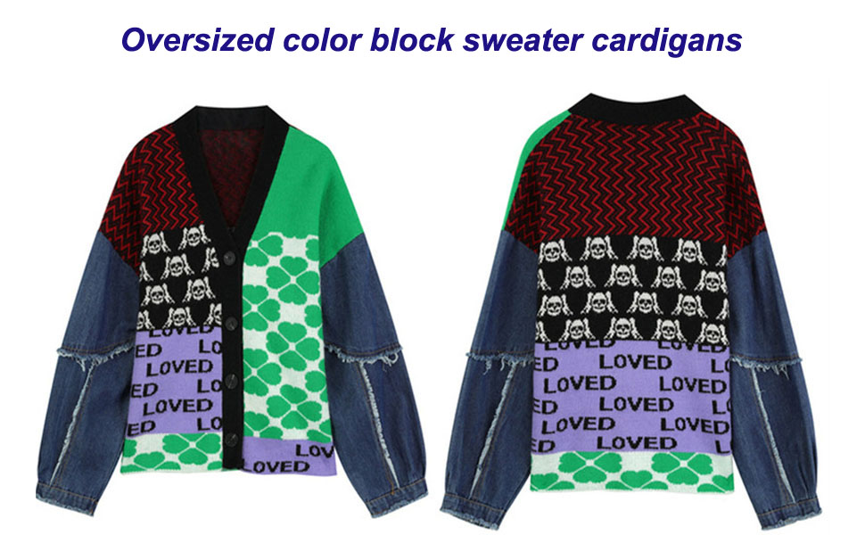 color block sweater cardigans