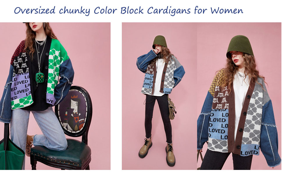 lightweight color block cardigans for women