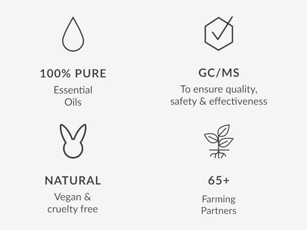 100% Pure Essential Oils, GC/MS, Natural Vegan & Cruelty Free, 65+ Farming Partners