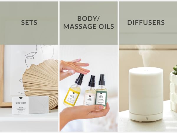 Essential Oil Sets, Body/Massage Oils, Essential Oil Diffusers