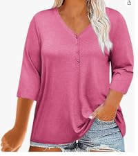 Womens Casual Plus Size 3 4 Sleeve T-Shirts 