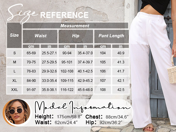 Casual Linen Straight Leg Pants For Women Elasticated Button High Waist Trousers with Side Pockets 