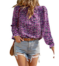 boho shirt top women fashion outfits puff long sleeve blouses shirts top floral print casual blouses