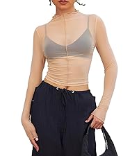 Sheer Mesh Long Sleeve Crop Top