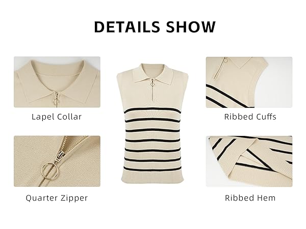 lapel knit tank tops